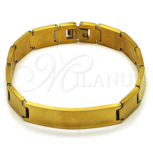 Pulsera Solida 03.114.0242.3.08 Acero Inoxidable, Pulido, Tono Dorado (12 MM Thickness, 9 Inches Length)