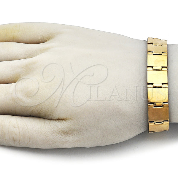 Pulsera Solida 03.114.0295.1.08 Acero Inoxidable, Pulido, Tono Dorado (14 MM Thickness, 8 Inches Length)