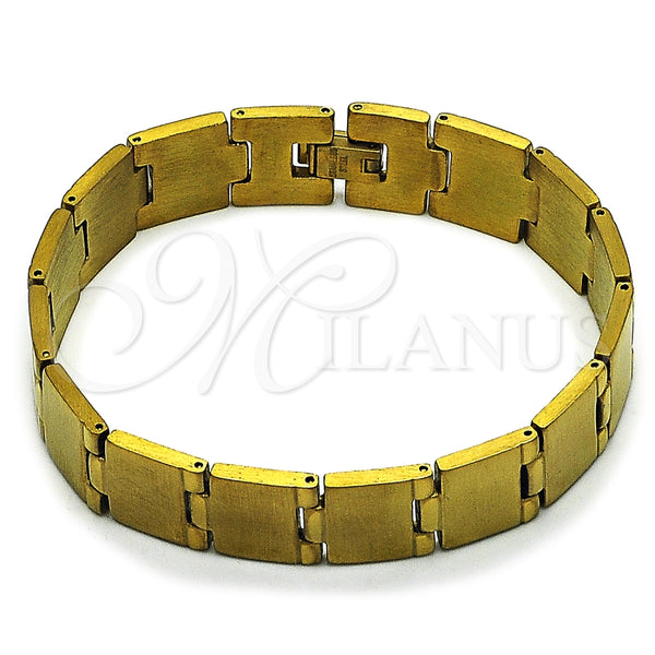 Pulsera Solida 03.114.0295.1.08 Acero Inoxidable, Pulido, Tono Dorado (14 MM Thickness, 8 Inches Length)