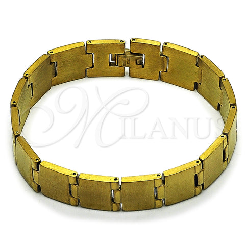 Pulsera Solida 03.114.0295.1.08 Acero Inoxidable, Pulido, Tono Dorado (14 MM Thickness, 8 Inches Length)