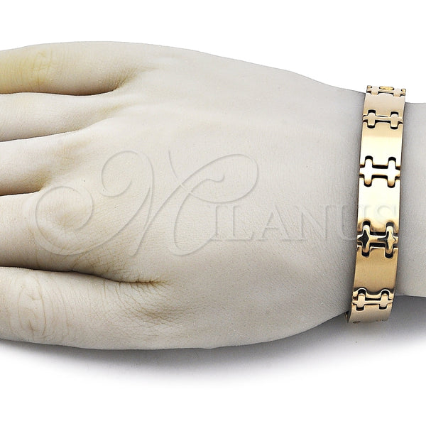 Pulsera Solida 03.114.0265.2.08 Acero Inoxidable, Pulido, Tono Dorado (12 MM Thickness, 8 Inches Length)