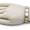Pulsera Solida 03.114.0265.2.08 Acero Inoxidable, Pulido, Tono Dorado (12 MM Thickness, 8 Inches Length)