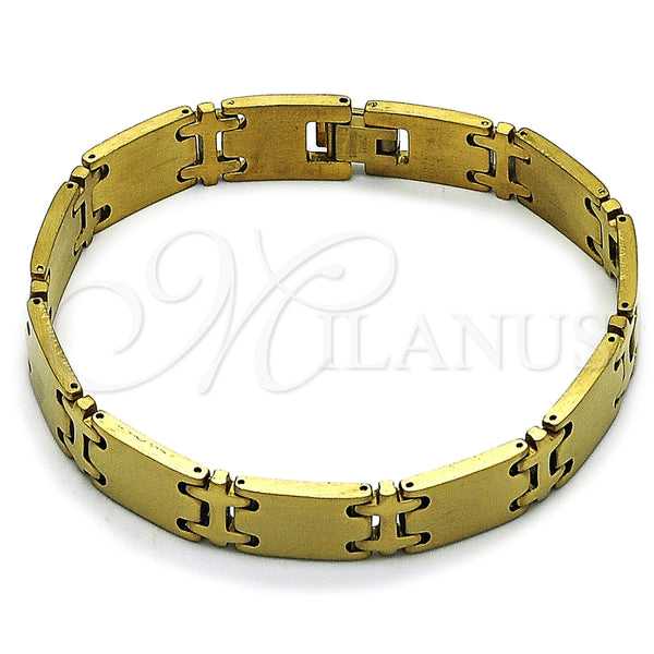 Pulsera Solida 03.114.0265.2.08 Acero Inoxidable, Pulido, Tono Dorado (12 MM Thickness, 8 Inches Length)