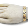 Pulsera Solida 03.114.0417.09 Oro Laminado, Diamantado, Tono Dorado (12 MM Thickness, 9 Inches Length)