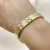 Pulsera Solida 03.114.0417.09 Oro Laminado, Diamantado, Tono Dorado (12 MM Thickness, 9 Inches Length)