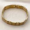 Pulsera Solida 03.114.0417.09 Oro Laminado, Diamantado, Tono Dorado (12 MM Thickness, 9 Inches Length)