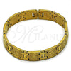 Pulsera Solida 03.114.0417.09 Oro Laminado, Diamantado, Tono Dorado (12 MM Thickness, 9 Inches Length)