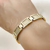 Pulsera Solida 03.114.0418.08 Acero Inoxidable, Diseño de Llave Griega, Pulido, Tono Dorado (Thickness, 8 Inches Length)
