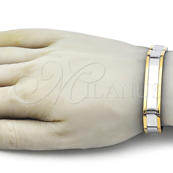Pulsera Solida 03.114.0368.3.08 Acero Inoxidable, Pulido, Dos Tonos (12 MM Thickness, 8 Inches Length)