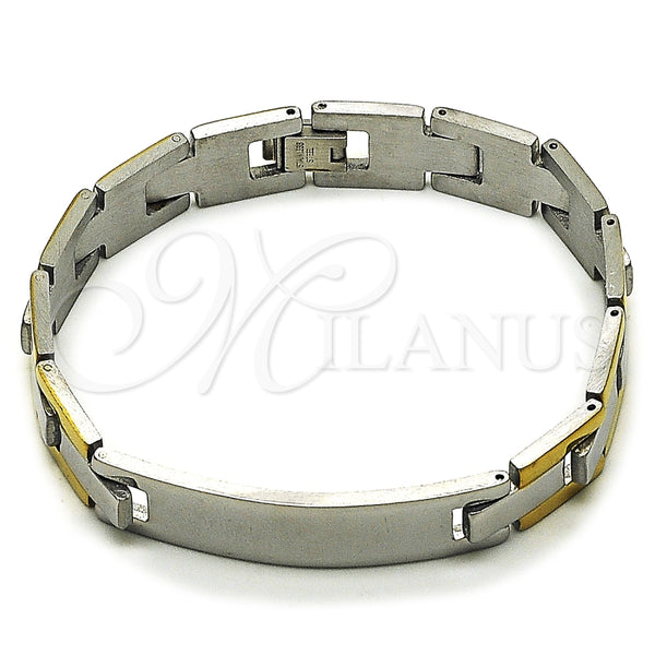 Pulsera con Placa 03.114.0288.09 Acero Inoxidable, Pulido, Dos Tonos (12 MM Thickness, 9 Inches Length)