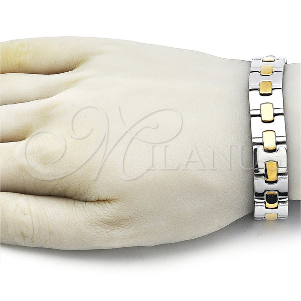 Pulsera Solida 03.114.0321.1.08 Acero Inoxidable, Pulido, Dos Tonos (14 MM Thickness, 8 Inches Length)