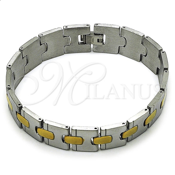 Pulsera Solida 03.114.0321.1.08 Acero Inoxidable, Pulido, Dos Tonos (14 MM Thickness, 8 Inches Length)