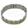 Pulsera Solida 03.114.0321.1.08 Acero Inoxidable, Pulido, Dos Tonos (14 MM Thickness, 8 Inches Length)
