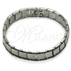 Pulsera Solida 03.114.0275.5.08 Acero Inoxidable, Diseño de Llave Griega, Pulido, Dos Tonos (13 MM Thickness, 8 Inches Length)