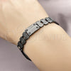 Pulsera Solida 03.114.0311.3.09 Acero Inoxidable, Diseño de Llave Griega, Pulido, Rodinado Negro (12 MM Thickness, 9 Inches Length)