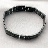 Pulsera Solida 03.114.0311.3.09 Acero Inoxidable, Diseño de Llave Griega, Pulido, Rodinado Negro (12 MM Thickness, 9 Inches Length)