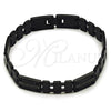 Pulsera Solida 03.114.0311.3.09 Acero Inoxidable, Diseño de Llave Griega, Pulido, Rodinado Negro (12 MM Thickness, 9 Inches Length)
