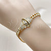 Pulsera Elegante 03.283.0508.07 Oro Laminado, Diseño de Niñita Pequeña y Miami Cubana, con Blanca and Negro Zirconia Cubica, Pulido, Tono Dorado (Thickness, 8 Inches Length)
