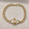 Pulsera Elegante 03.283.0508.07 Oro Laminado, Diseño de Niñita Pequeña y Miami Cubana, con Blanca and Negro Zirconia Cubica, Pulido, Tono Dorado (Thickness, 8 Inches Length)