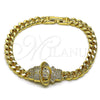 Pulsera Elegante 03.283.0508.07 Oro Laminado, Diseño de Niñita Pequeña y Miami Cubana, con Blanca and Negro Zirconia Cubica, Pulido, Tono Dorado (Thickness, 8 Inches Length)