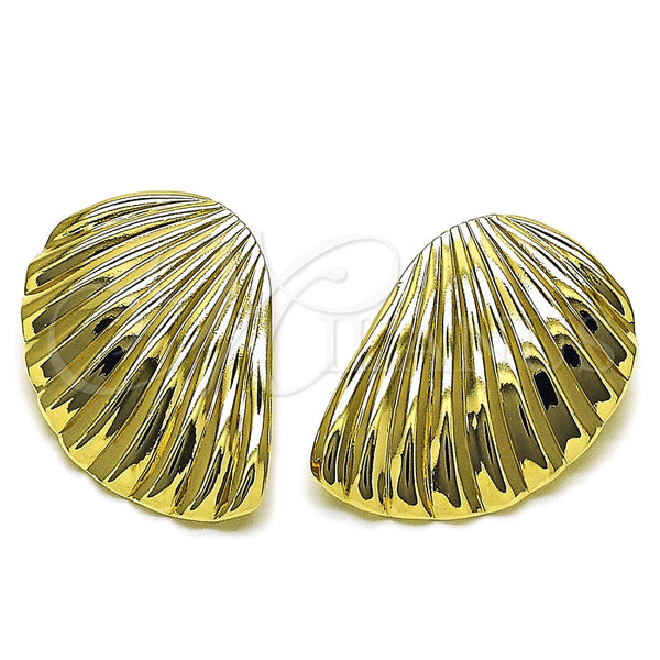 Arete Dormilona 02.385.0075 Oro Laminado, Diseño de Concha, Pulido, Tono Dorado