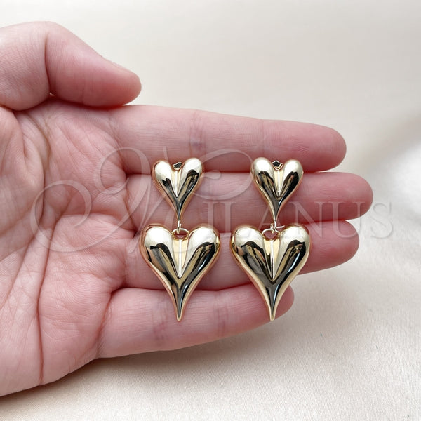 Arete Dormilona 02.385.0077 Oro Laminado, Diseño de Corazón, Pulido, Tono Dorado