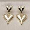 Arete Dormilona 02.385.0077 Oro Laminado, Diseño de Corazón, Pulido, Tono Dorado