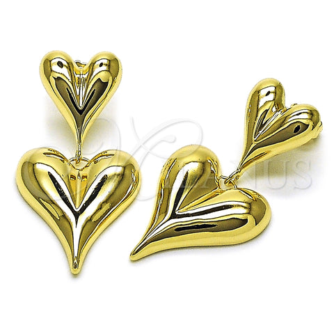 Arete Dormilona 02.385.0077 Oro Laminado, Diseño de Corazón, Pulido, Tono Dorado