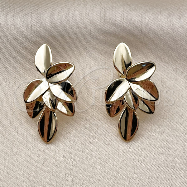 Arete Dormilona 02.385.0078 Oro Laminado, Diseño de Oja, Pulido, Tono Dorado