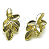 Arete Dormilona 02.385.0078 Oro Laminado, Diseño de Oja, Pulido, Tono Dorado