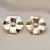 Arete Dormilona 02.385.0079 Oro Laminado, Diseño de Oja y Flor, Diamantado, Tono Dorado