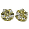Arete Dormilona 02.385.0079 Oro Laminado, Diseño de Oja y Flor, Diamantado, Tono Dorado
