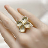 Anillo Elegante 01.428.0016 Oro Laminado, Diseño de Trébol de Cuatro Hojas, Diamantado, Tono Dorado (One size fits all)