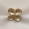 Anillo Elegante 01.428.0016 Oro Laminado, Diseño de Trébol de Cuatro Hojas, Diamantado, Tono Dorado (One size fits all)