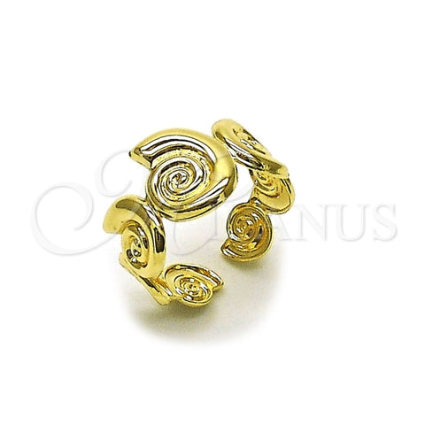 Anillo Elegante 01.428.0018 Oro Laminado, Diseño de Caracol, Pulido, Dorado