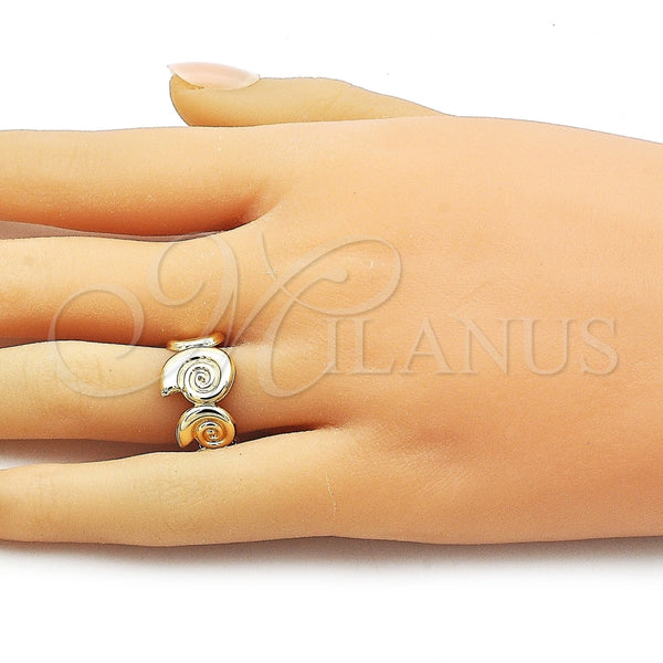 Anillo Elegante 01.428.0018 Oro Laminado, Diseño de Caracol, Pulido, Tono Dorado (One size fits all)