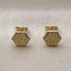 Arete Dormilona 02.412.0007 Oro Laminado, Diamantado, Tono Dorado