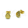 Arete Dormilona 02.412.0009 Oro Laminado, Diseño de Gota, Diamantado, Tono Dorado