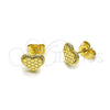 Arete Dormilona 02.412.0011 Oro Laminado, Diseño de Corazón, Diamantado, Tono Dorado