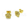 Arete Dormilona 02.412.0012 Oro Laminado, Diseño de Flor, Diamantado, Tono Dorado