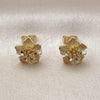 Arete Dormilona 02.412.0013 Oro Laminado, Diseño de Flor, Mate, Tono Dorado