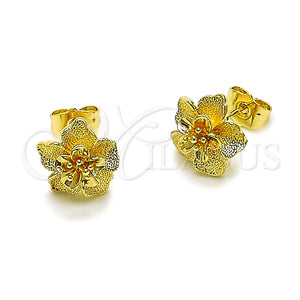 Arete Dormilona 02.412.0013 Oro Laminado, Diseño de Flor, Mate, Tono Dorado