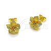 Arete Dormilona 02.412.0013 Oro Laminado, Diseño de Flor, Mate, Tono Dorado