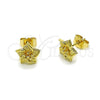 Arete Dormilona 02.412.0014 Oro Laminado, Diseño de Flor, Mate, Tono Dorado