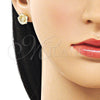 Arete Dormilona 02.412.0015 Oro Laminado, Diseño de Flor, Mate, Tono Dorado