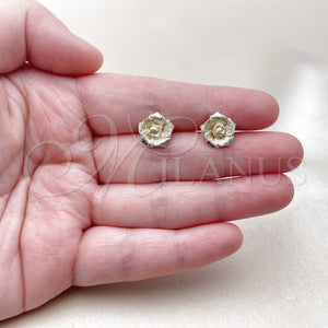 Arete Dormilona 02.412.0015 Oro Laminado, Diseño de Flor, Mate, Tono Dorado