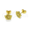 Arete Dormilona 02.412.0015 Oro Laminado, Diseño de Flor, Mate, Tono Dorado