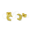 Arete Dormilona 02.412.0016 Oro Laminado, Diseño de Luna, Diamantado, Tono Dorado