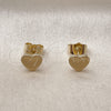 Arete Dormilona 02.412.0017 Oro Laminado, Diseño de Corazón, Diamantado, Tono Dorado