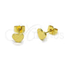 Arete Dormilona 02.412.0017 Oro Laminado, Diseño de Corazón, Diamantado, Tono Dorado